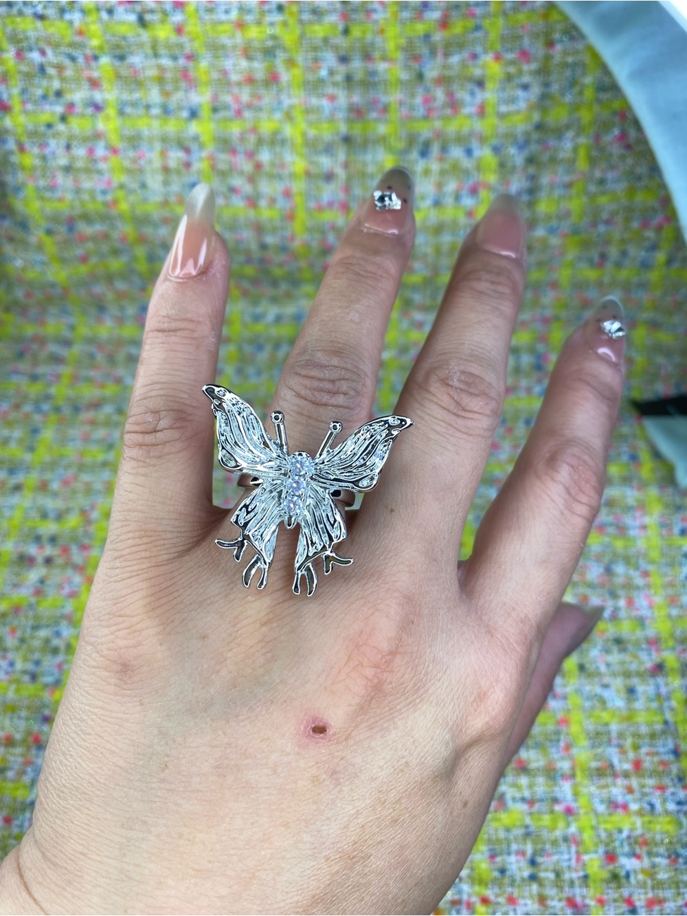 AA great Silver Butterfly Statement Ring - Silver open size 5-13
